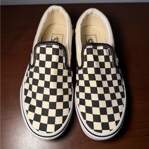 Women’s Black & Cream Checker Vans Slip-On Shoes